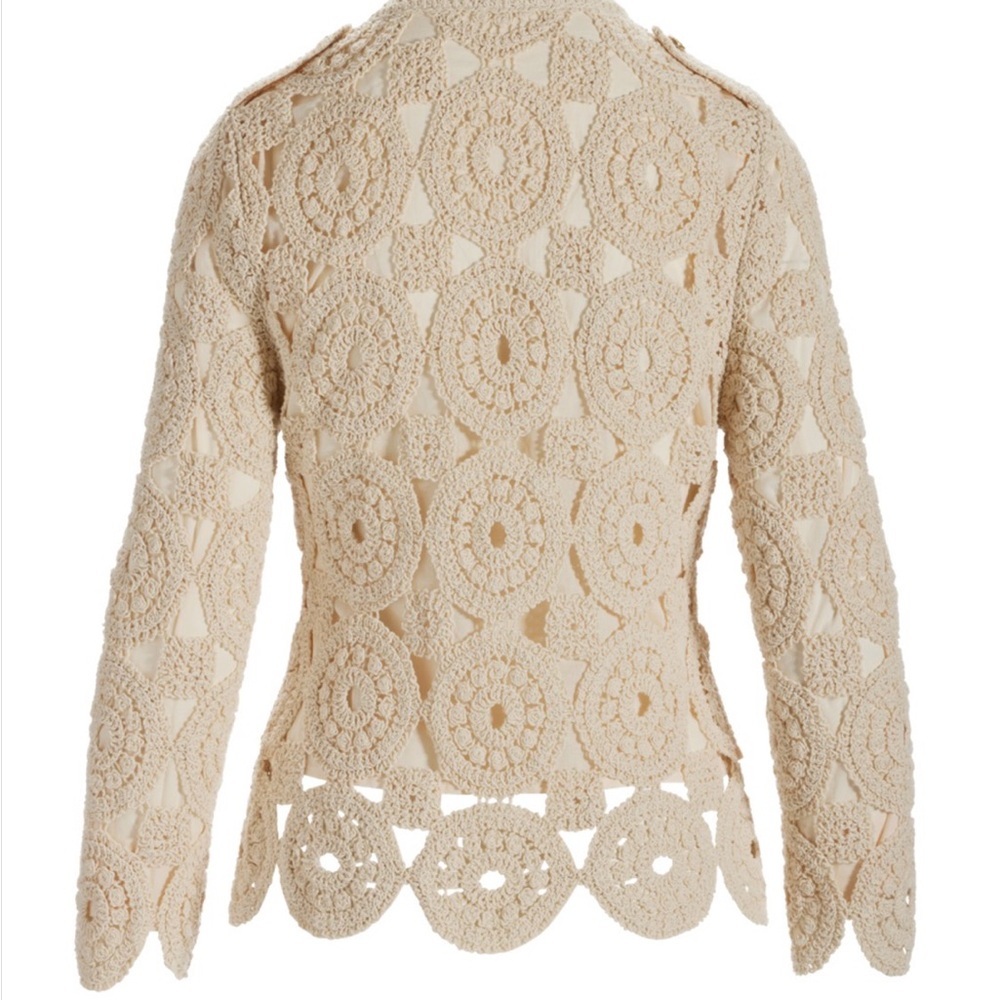 Boston proper Crochet Three Quarter Sleeve Jacket creme neutral size M - Picture 2 of 7